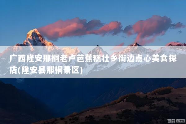 广西隆安那桐老卢芭蕉糕壮乡街边点心美食探店(隆安县那桐景区)